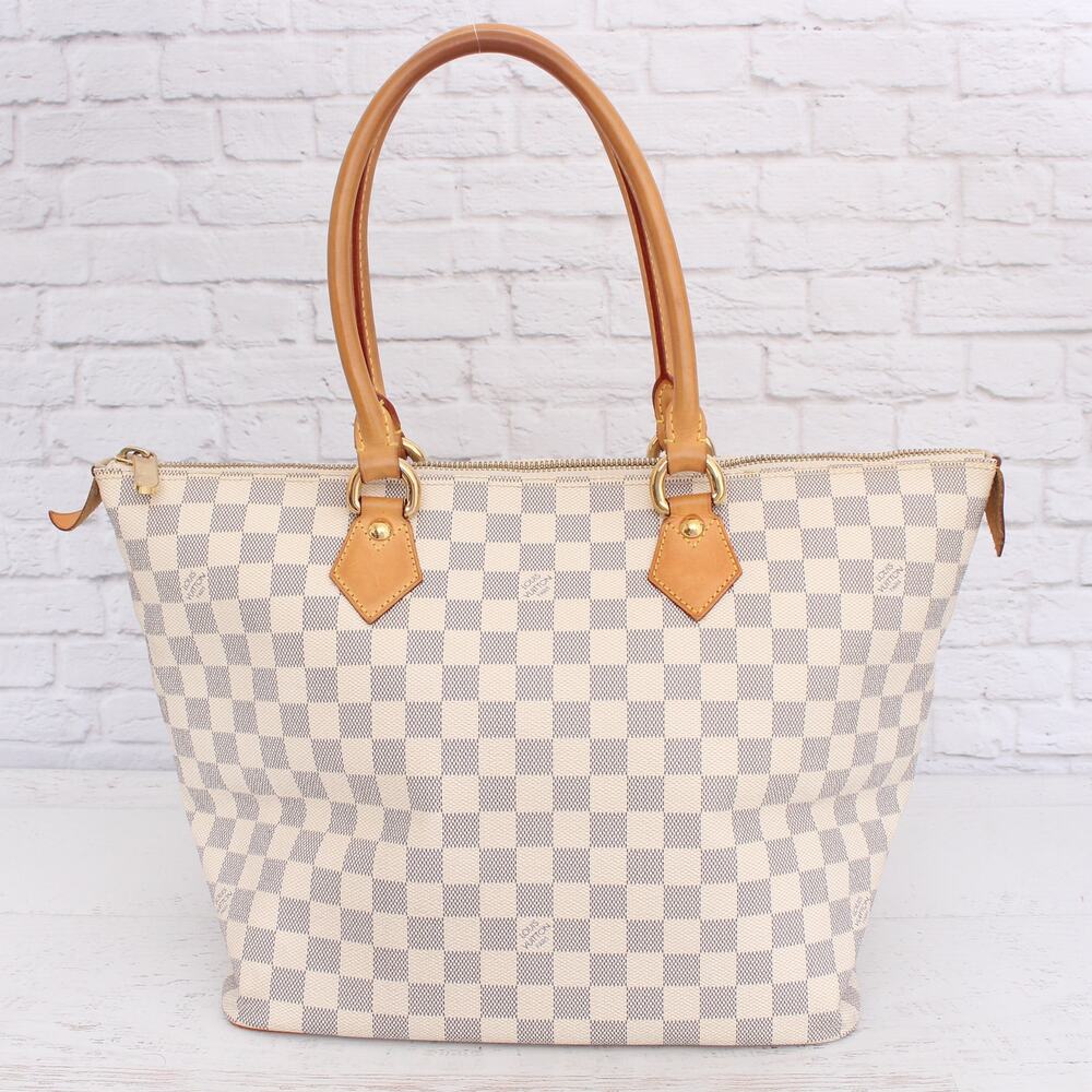 Louis Vuitton White and Tan Checkered Shoulder Bag